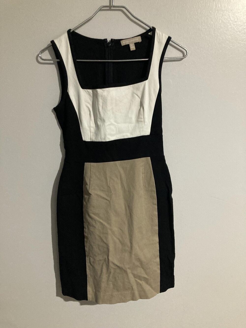 Banana Republic Dress Womens 2P Black Colorblock Square Neck Sheath Pencil